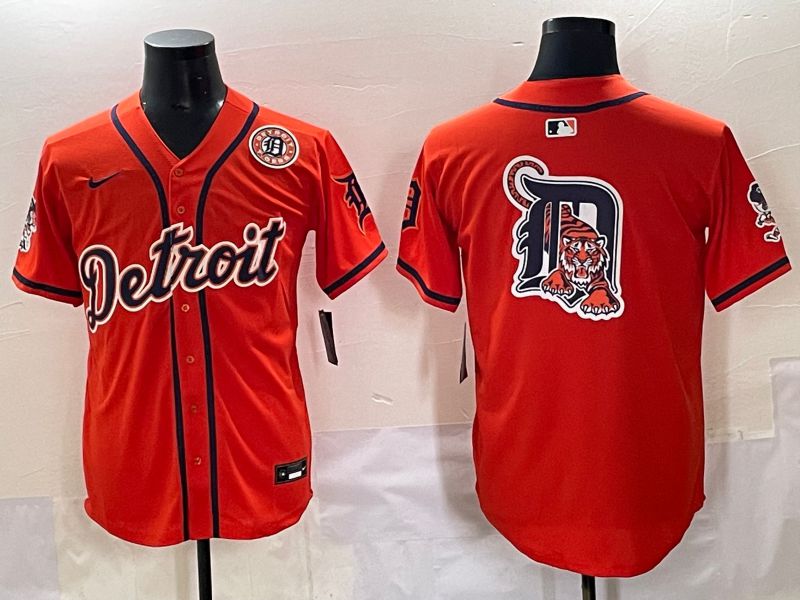 Men 2025 Detroit Tigers Blank Orange Fashion Nike MLB Jersey style 7155->houston astros->MLB Jersey
